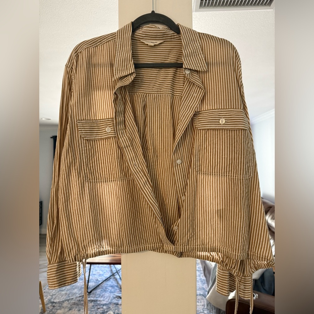 Lucky Brand Tan Cream Long Sleeve Button Down Shirt